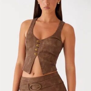 Peppermayo Brown Button-Up Tank Top